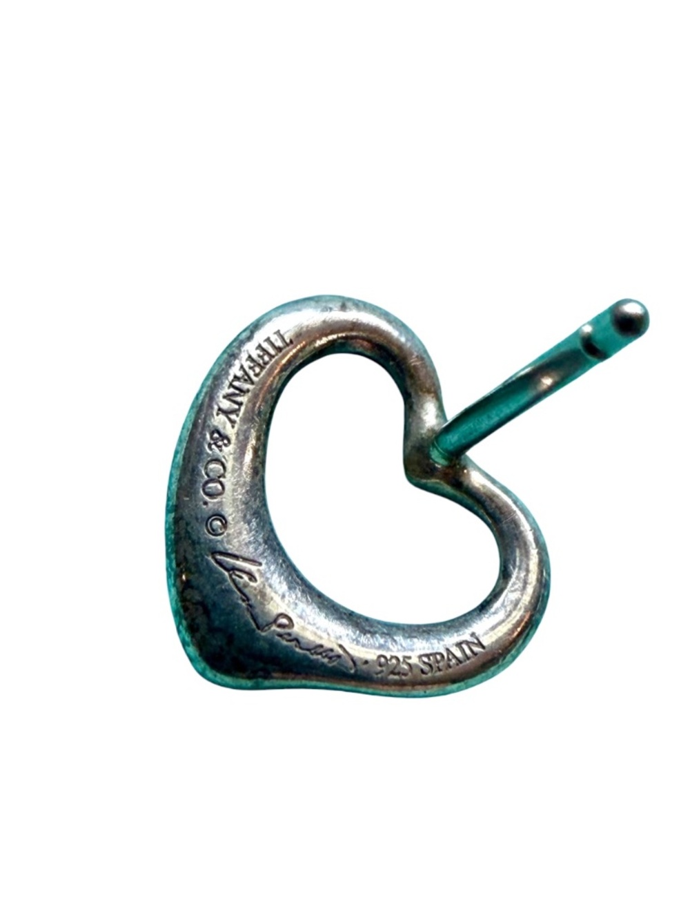 Tiffany & Co Elsa Peretti Open Heart Sterling Silver Stud Earrings Vintage - Picture 4 of 7